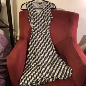 Julie Dillon Polyester Tie Back Faux Wrap Dress